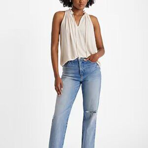 NWT Express Cream Skimming V-Neck Tie Front Tank - Loose Fit